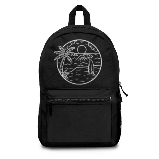 Beach Wave View Sunrise Nature Backpacks