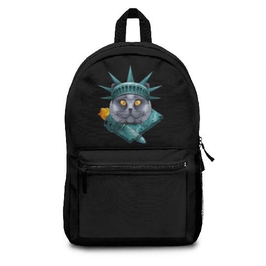 Statue Of Liberty British Shorthair 4th Of July US Backpacks