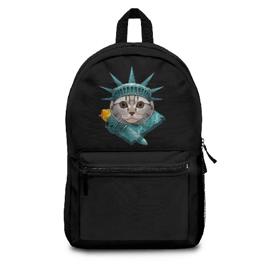 Statue Of Liberty Scottish Fold 4th Of July Cat US Backpacks