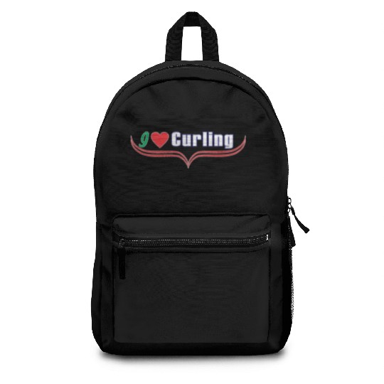i love curling Backpacks