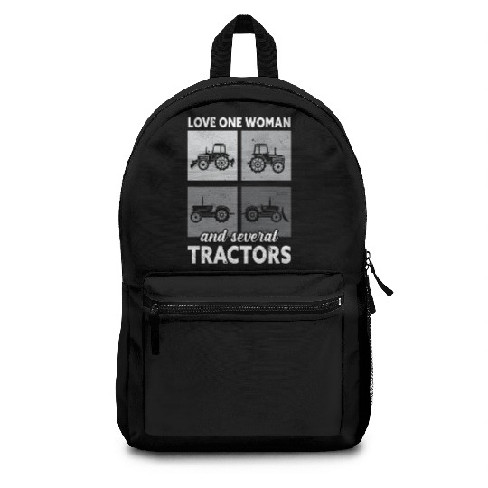 Love One Woman And Several Tractors Farming Farmer Backpacks