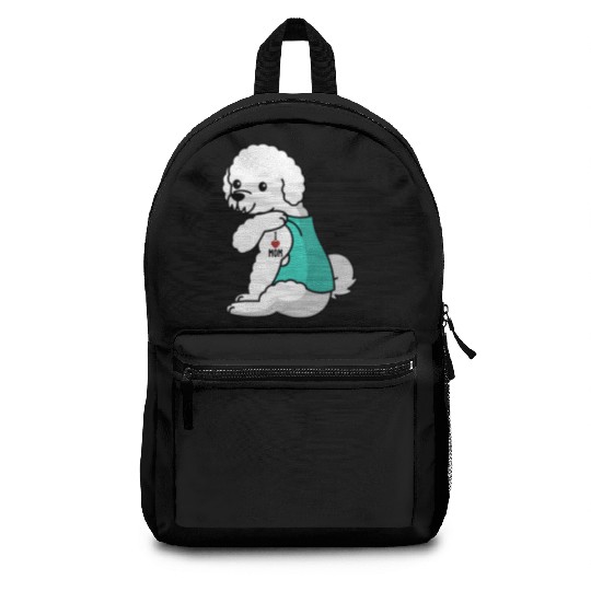 I Love Mom Tattoo Bichon Frise Backpacks