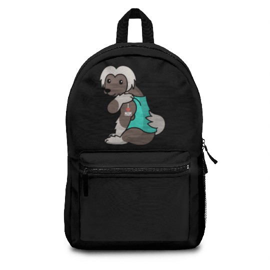 I Love Mom Tattoo Chinese Crested Backpacks