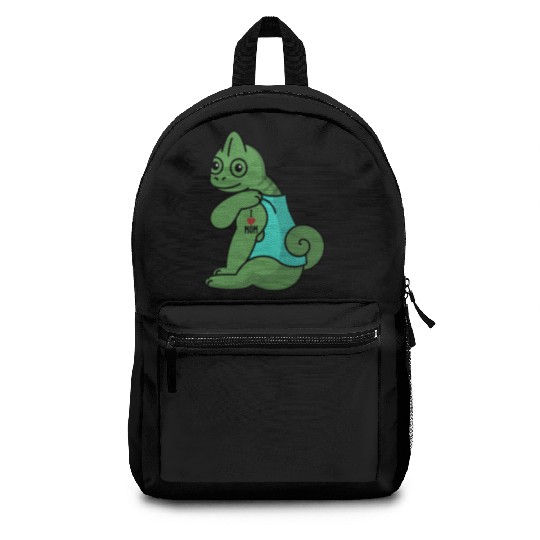 I Love Mom Tattoo Chameleon Reptile Backpacks