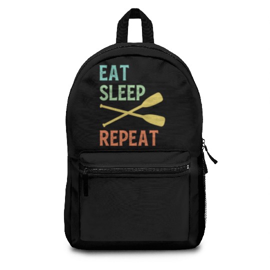 Eat Sleep Paddle Repeat Vintage Canoe Kayak Backpacks