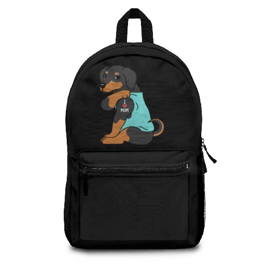 I Love Mom Tattoo Dachshund Backpacks
