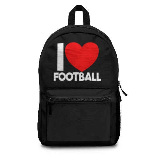 I Love Football Red Heart Football Lover Football Backpacks