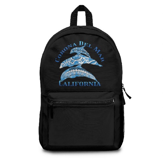Corona Del Mar California Vacation Tribal Dolphins Backpacks