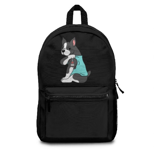I Love Dad Boston Terrier Backpacks