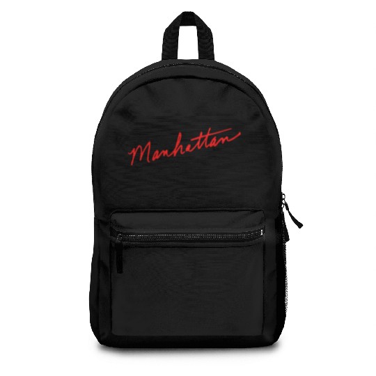 Manhattan handwritten red New York City Backpacks