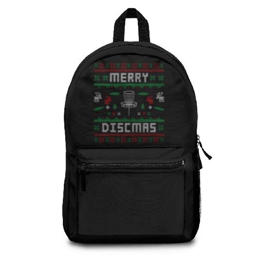 Merry Discmas Disc Golf Ugly Dad Uncle Christmas Backpacks