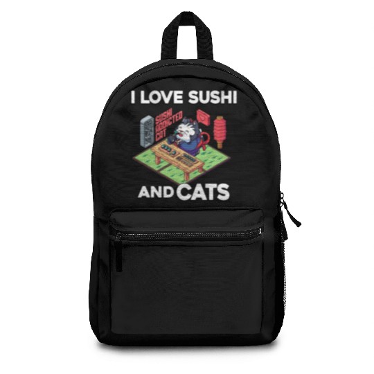 I Love Sushi And Cats, Sushi Lover, Japan, Backpacks