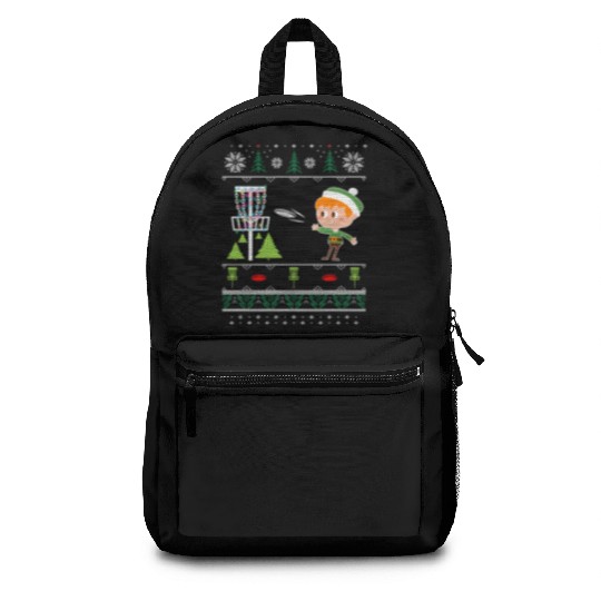 Ugly Disc Golf Christmas Backpacks Elf Playing Frolf