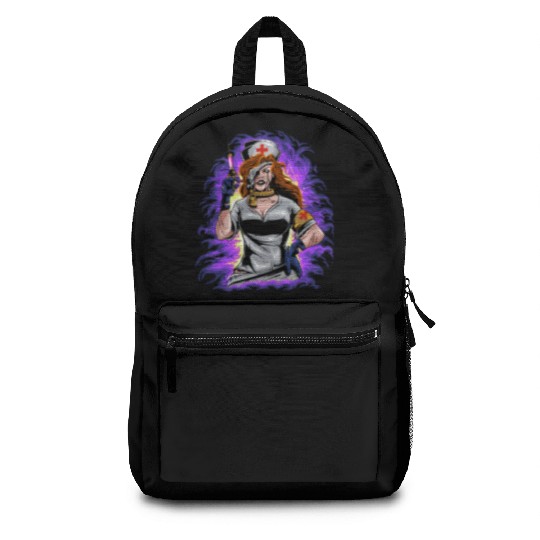 Angry Psychopathic Nurse Backpacks