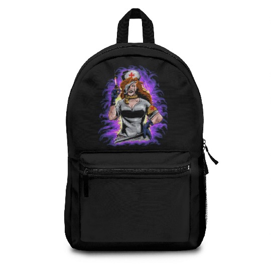 Angry Psychopathic Nurse Backpacks