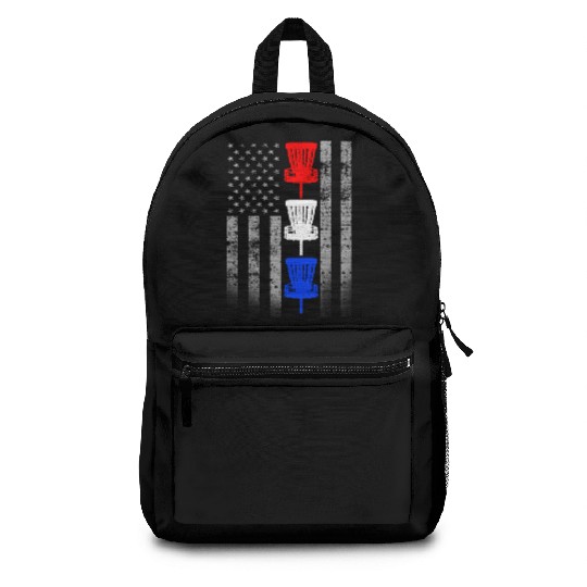 Red White and Blue Disc Golf Flag Backpacks