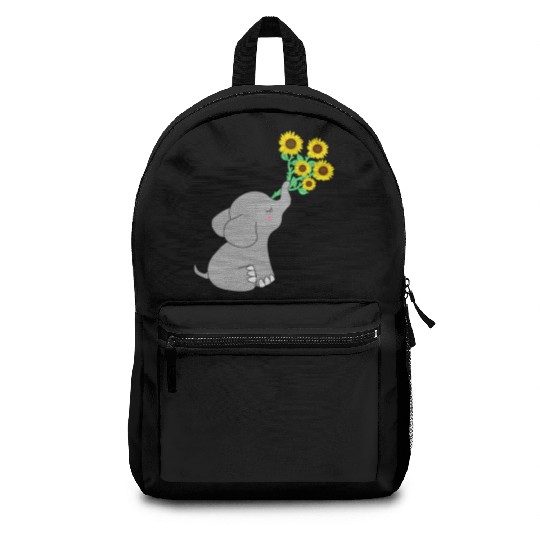 Good Luck elephant holding sunflowers Backpacks