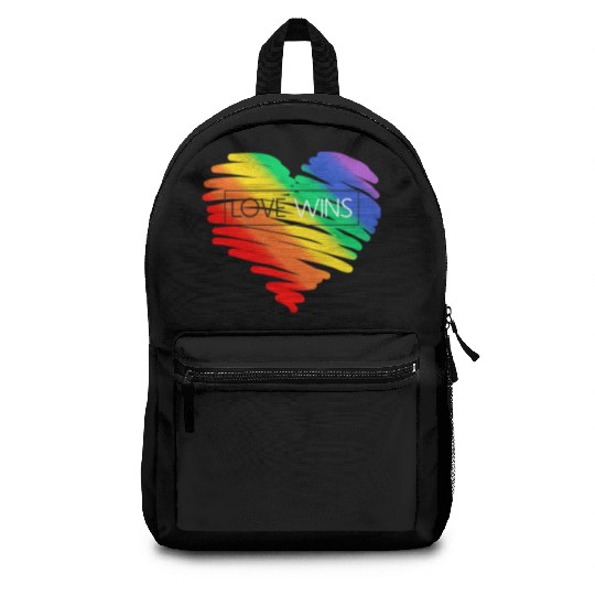 LGBT Rainbow Heart Love Wins Gay Lesbian Trans Bi Backpacks