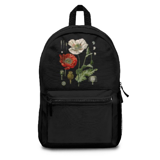 Red Poppy flower Botanical Poppies Red Poppy Backpacks