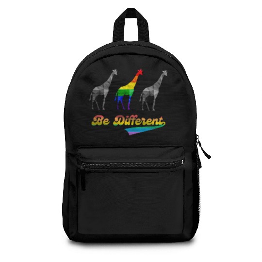 Colorful Giraffe LGBTQ Gay Pride Rainbow Flag Backpacks