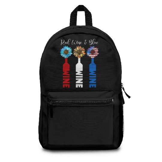 Red Wine Blue 4th Of July Backpacks
