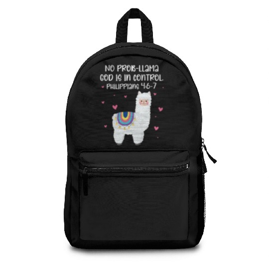 No Prob Llama God Is In Control Philippians 4:6-7 Backpacks