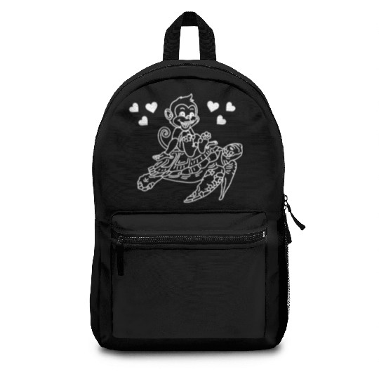 Sea Turtle And Monkey Lover - Funny Monkey Turtle Backpacks