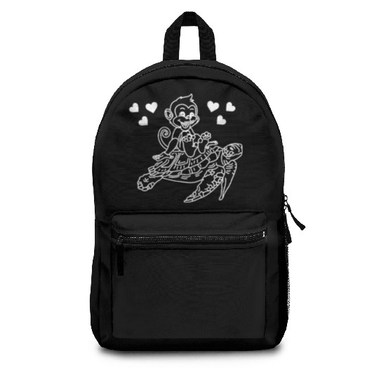 Sea Turtle And Monkey Lover - Funny Monkey Turtle Backpacks