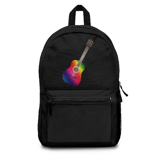 colorful acoustic guitar in rainbow colors Backpacks