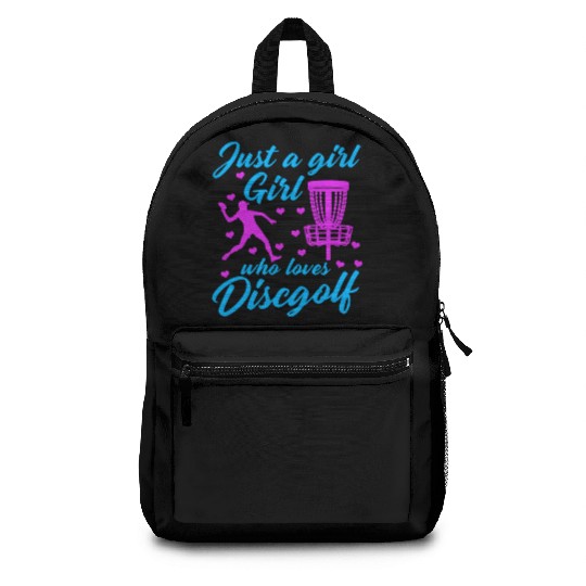 Girl Who Loves Disc Golf Vintage Ultimate Frisbee Backpacks
