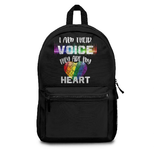 Autism Teacher I Am Their Voice They Are My Heart Backpacks