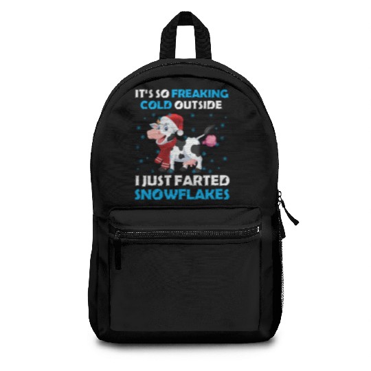 I Just Farted Snowflakes Funny Cow Christmas Backpacks