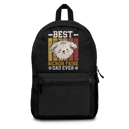 Best Bichon Frise Dad Ever Curly Hair Pup Puppy Backpacks