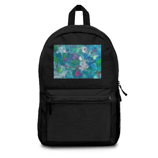 Abstract Blue Teal Brushstrokes Painting Backpacks