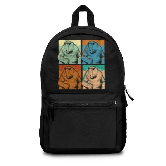 Retro Proboscis Monkey Ape Wildlife Zookeeper Backpacks