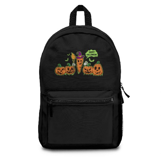 Happy Halloween Carrot Pumpkin Trick Or Treat Backpacks