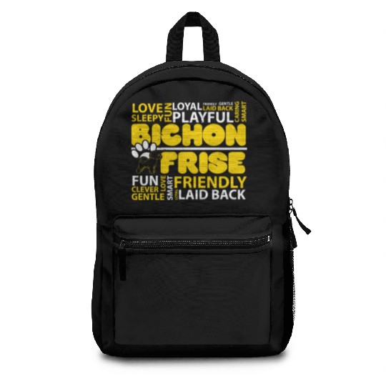 I Love Bichon Frise Dog Lover Puppy Paw Love Backpacks