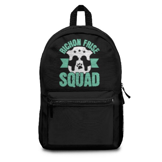 Bichon Frise Squad Dog Lover Puppy Paw Love Backpacks