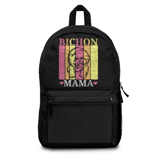 Bichon Frise Mama Dog Lover Puppy Paw Love Backpacks