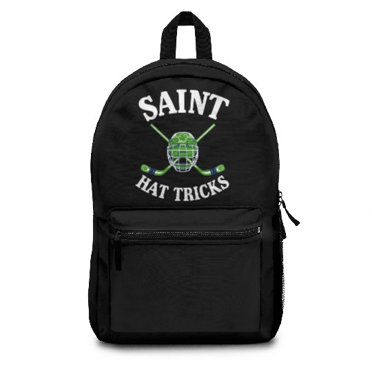 Saint Hat Tricks Funny Hockey Lovers Patty's Day Backpacks