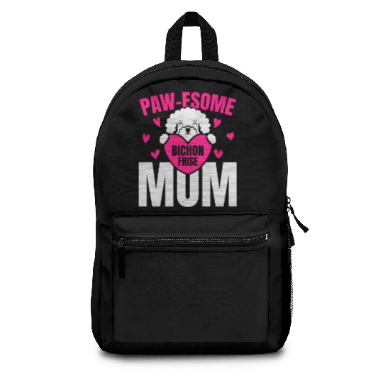 Pawesome Bichon Frise Mom Dog Lover Puppy Paw Love Backpacks