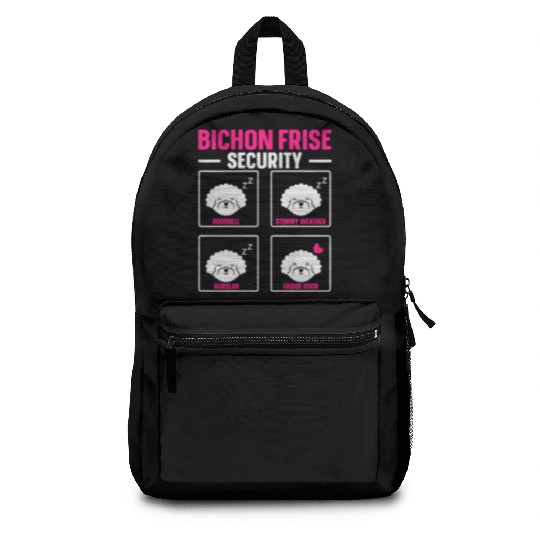 Bichon Frise Security Dog Lover Puppy Paw Love Backpacks