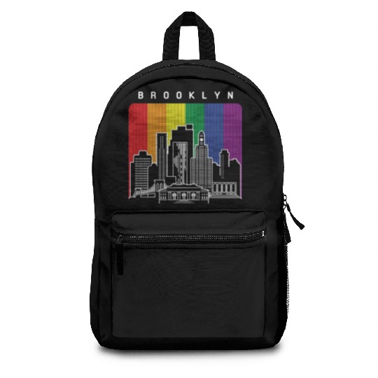 Brooklyn New York Skyline Rainbow Flag Backpacks
