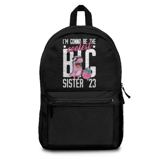Coolest Big Sister 2023 Baby Pregnancy Dino Girls Backpacks
