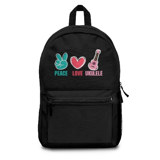 Peace Love Ukulele Guitar Music Backpacks