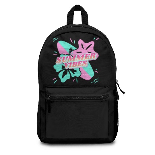Summer Vibes - Beach, surf, hibiscus and starfish Backpacks