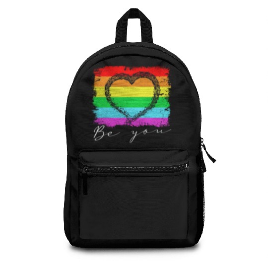 Be you - Rainbow Heart Love Gay LGBTQ Tolerance Backpacks