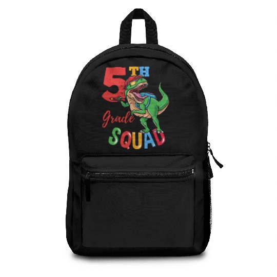 5th Grade Squad T-Rex Dinosaur Back To School Boys Backpacks