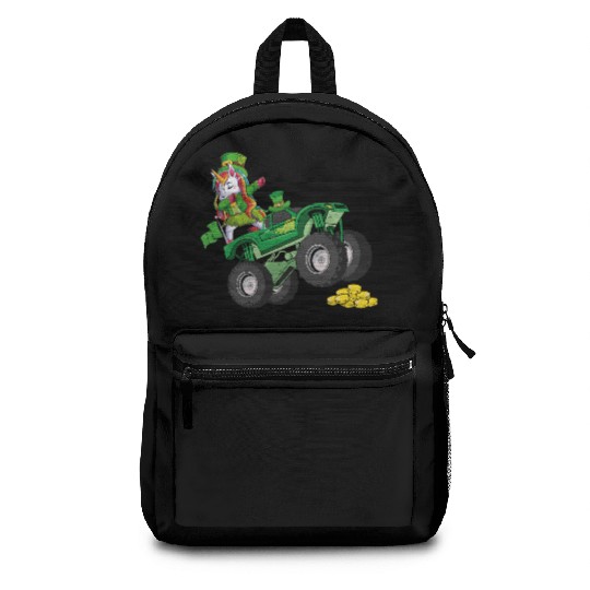 St Patricks Day Unicorn Monster Truck Lucky Girls Backpacks