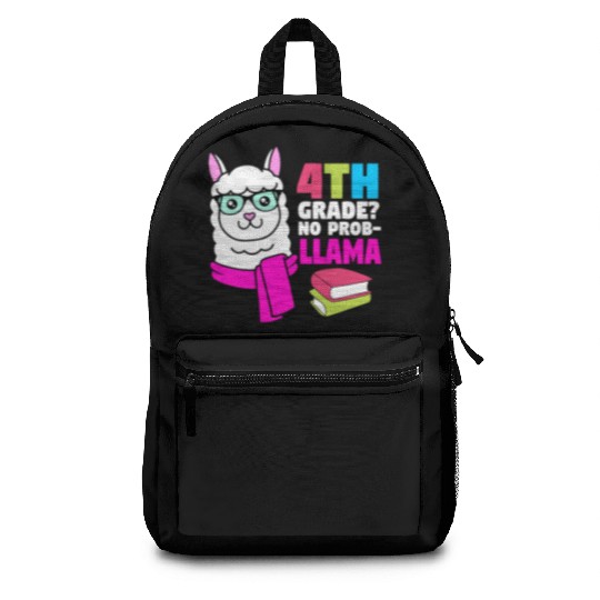 Funny Llama Back To School 4th Grade No Prob Llama Backpacks